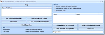 MS PowerPoint Word Count & Frequency Statistics Software screenshot