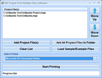 MS Project Print Multiple Files Software screenshot