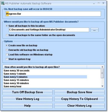 MS Publisher Automatic Backup Software screenshot