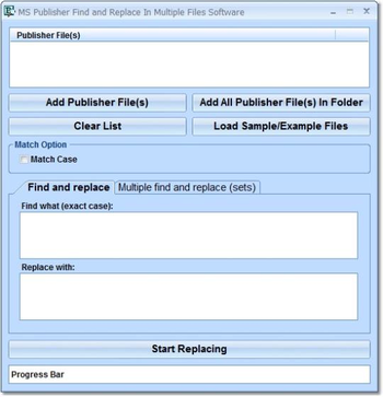 MS Publisher Find and Replace In Multiple Files Software screenshot