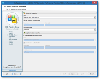 MS SQL PHP Generator Professional screenshot