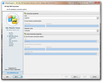 MS SQL PHP Generator screenshot