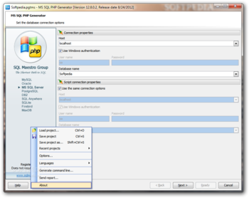 MS SQL PHP Generator screenshot 2