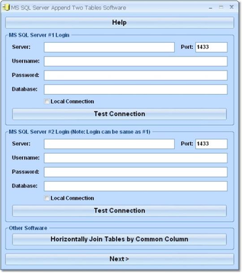 MS SQL Server Append Two Tables Software screenshot