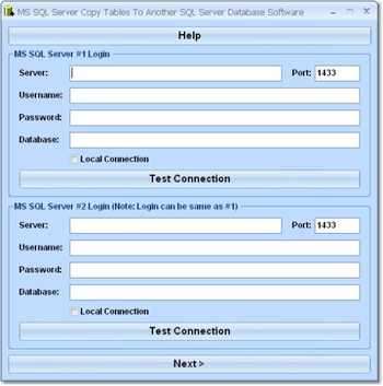 MS SQL Server Copy Tables To Another SQL Server Database Software screenshot