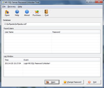 MS SQL Server Password Unlocker screenshot