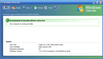 MS Windows Defender XP screenshot