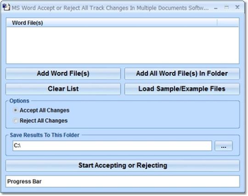 MS Word Accept or Reject All Track Changes In Multiple Documents Software screenshot