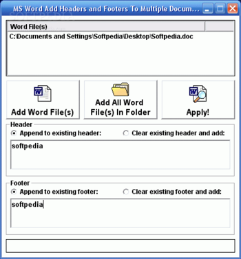 MS Word Add Headers and Footers To Multiple Documents Software screenshot 2