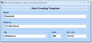 MS Word Address Labels Template Software screenshot