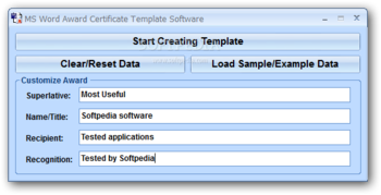 MS Word Award Certificate Template Software screenshot