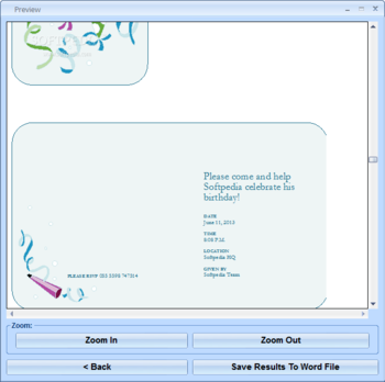 MS Word Birthday Party Invitation Template Software screenshot 2