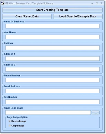 MS Word Business Card Template Software screenshot