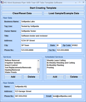 MS Word Business Flyer With Tear-Off Tabs Template Software screenshot