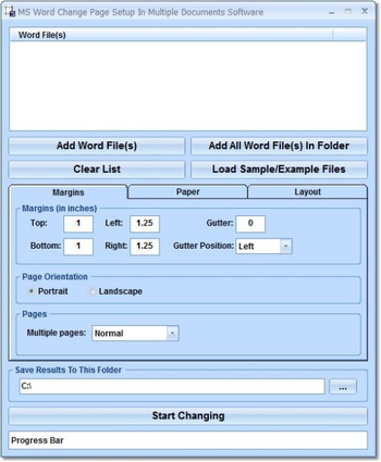 MS Word Change Page Setup In Multiple Documents Software screenshot
