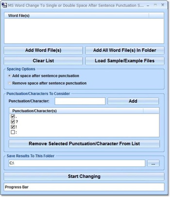 MS Word Change To Single or Double Space After Sentence Punctuation Software screenshot