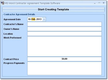 MS Word Contractor Agreement Template Software screenshot