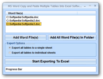 MS Word Copy and Paste Multiple Tables Into Excel Software screenshot