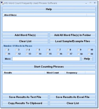 MS Word Count Frequently Used Phrases Software screenshot