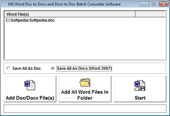 MS Word Doc To Docx and Docx To Doc Batch Converter Software screenshot