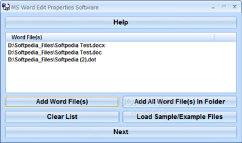 MS Word Edit Properties Software screenshot