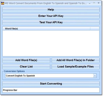 MS Word English To Spanish and Spanish To English Software screenshot