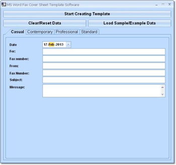 MS Word Fax Cover Sheet Template Software screenshot