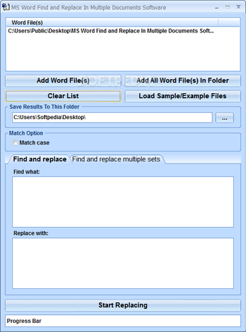 MS Word Find and Replace In Multiple Documents Software screenshot