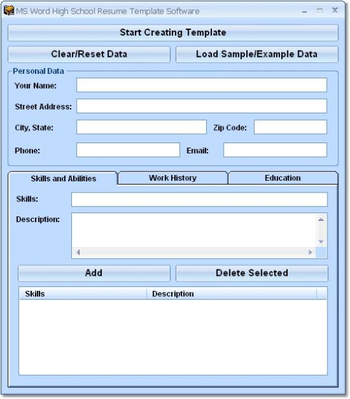 MS Word High School Resume Template Software screenshot