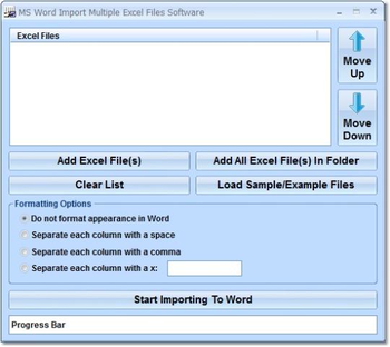 MS Word Import Multiple Excel Files Software screenshot