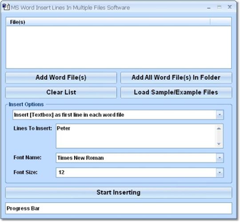 MS Word Insert Lines In Multiple Files Software screenshot