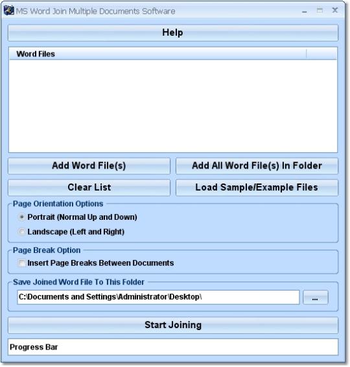 MS Word Join Multiple Documents Software screenshot