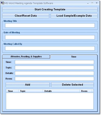 MS Word Meeting Agenda Template Software screenshot