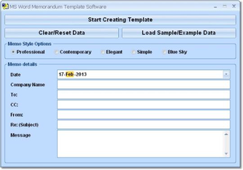 MS Word Memorandum Template Software screenshot