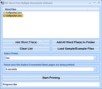 MS Word Print Multiple Documents Software screenshot