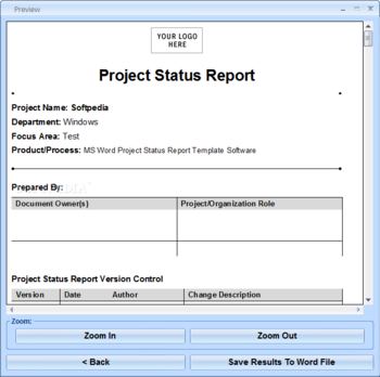 MS Word Project Status Report Template Software screenshot 2