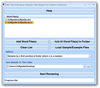 MS Word Rename Multiple Files Based On Content Software screenshot