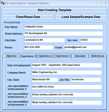 MS Word Resume Template Software screenshot 2
