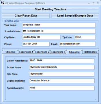 MS Word Resume Template Software screenshot 3