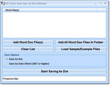MS Word Save Doc As Dot Software screenshot
