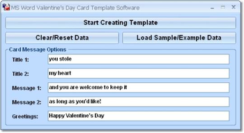 MS Word Valentine's Day Card Template Software screenshot