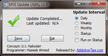 MSE Update Utility screenshot