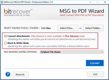 MSG to PDF Wizard screenshot 2