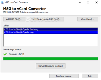 MSG to vCard Converter screenshot