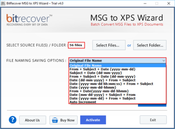 MSG to XPS Wizard screenshot