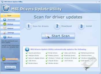 MSI Drivers Update Utility screenshot