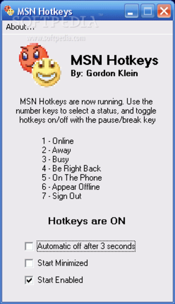 MSN Hotkeys screenshot