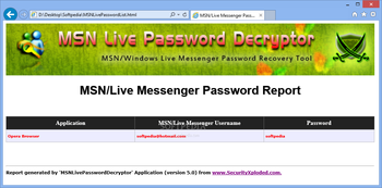 MSN Live Password Decryptor Portable screenshot 2