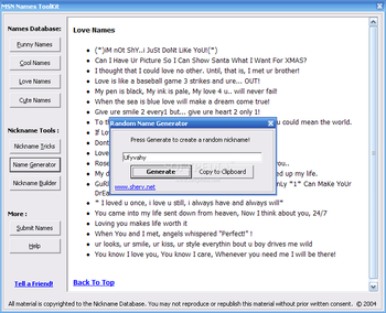 MSN Nickname Maker screenshot 4
