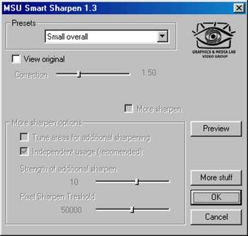 MSU Smart Sharpen for VirtualDub Video plugin screenshot